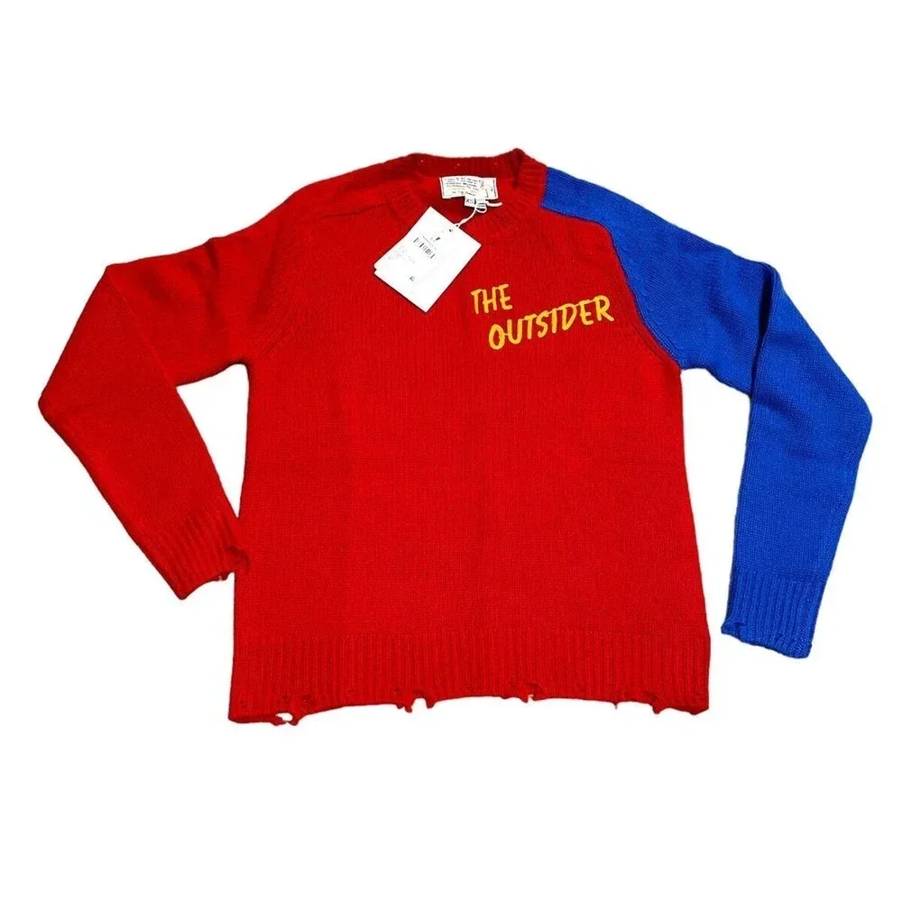 Free People Sandrine Rose Sweater Colorblock Cashmere Blend Red XS The Outsider